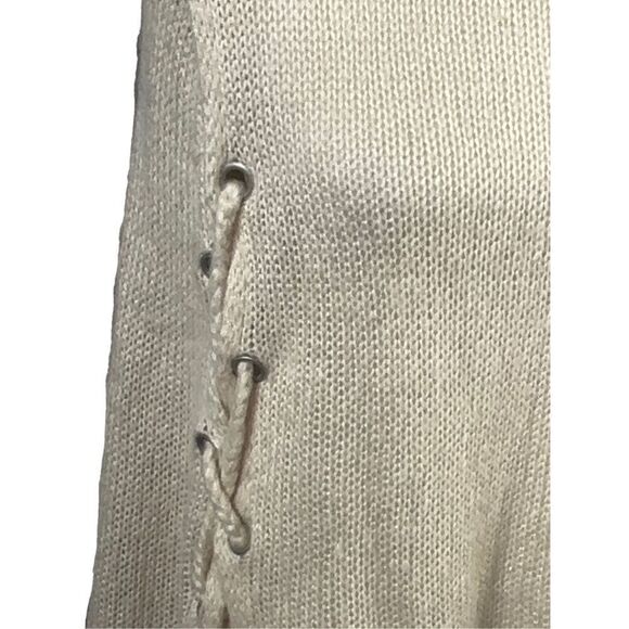 Betsey Johnson Sleeveless Knit Turtleneck Sweater Tunic Beige Women’s Size Large - Picture 2 of 15